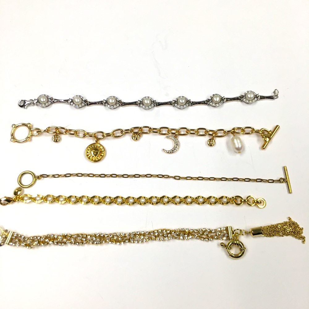 J Crew Bracelet Bundle (5) Gold Silver Tone Pearls